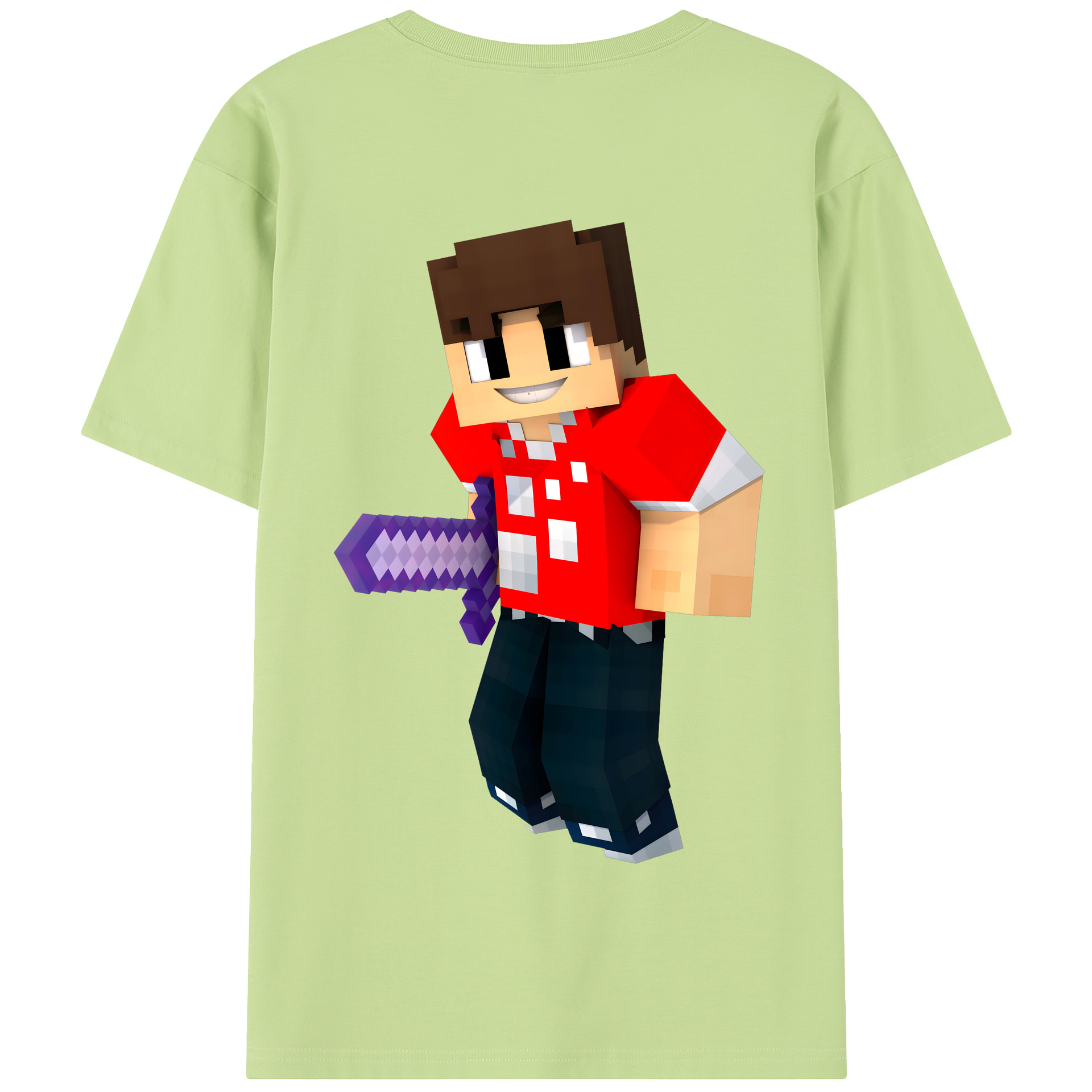 （画像用） マインクラフト ブロックの世界 Minecraft MC Block world 綿100％半袖Tシャツ（背面プリント）